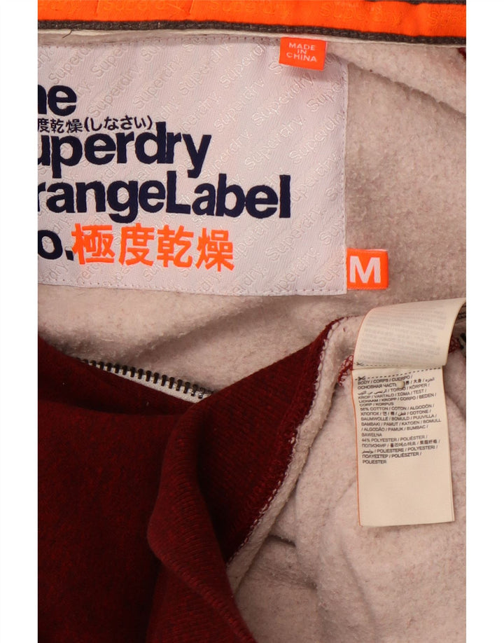 SUPERDRY Męski sweter z kapturem i zamkiem, średniej wielkości bordowa bawełna z plamkami