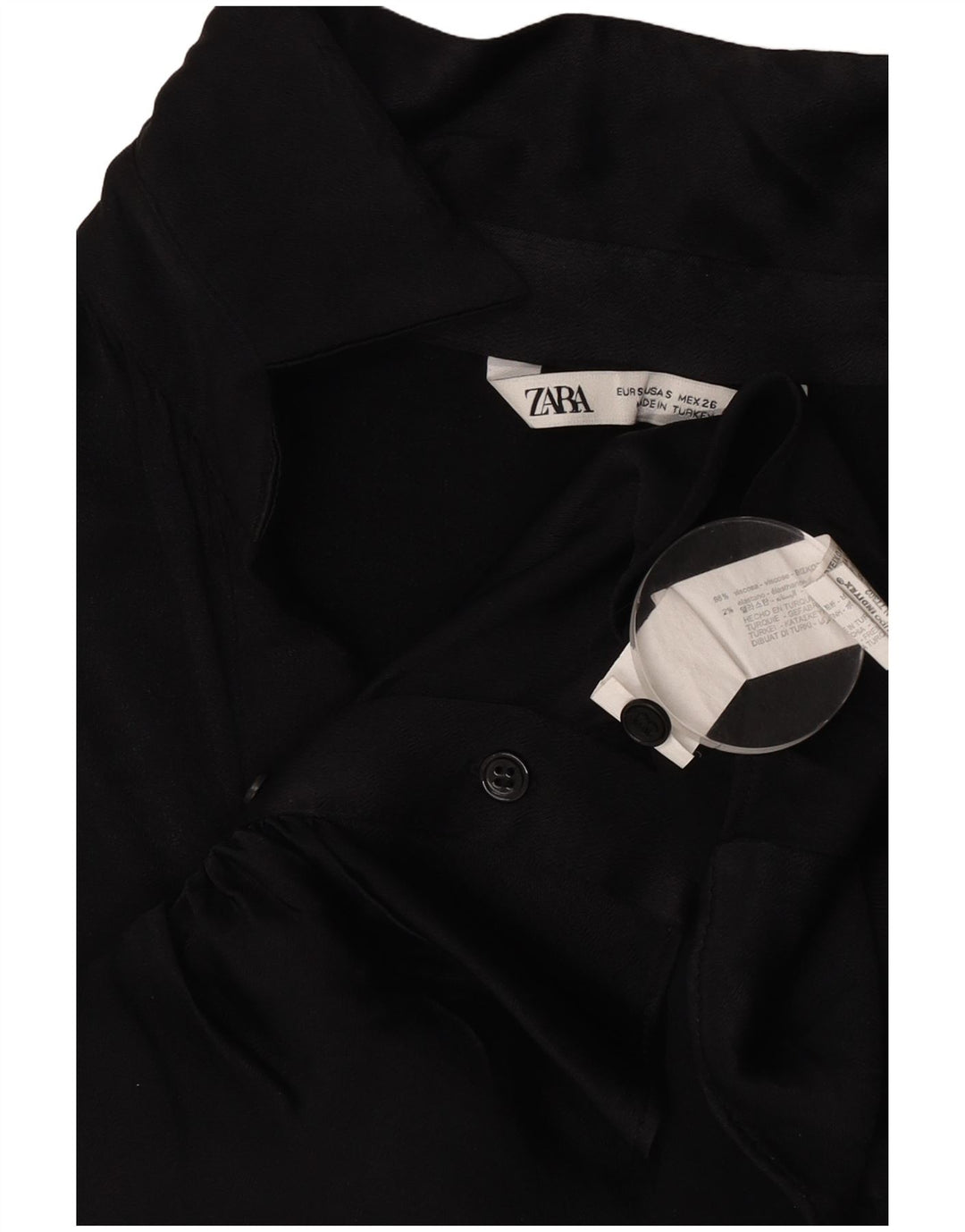Damska bluzka koszulowa Zara UK 10 Small, czarna wiskoza