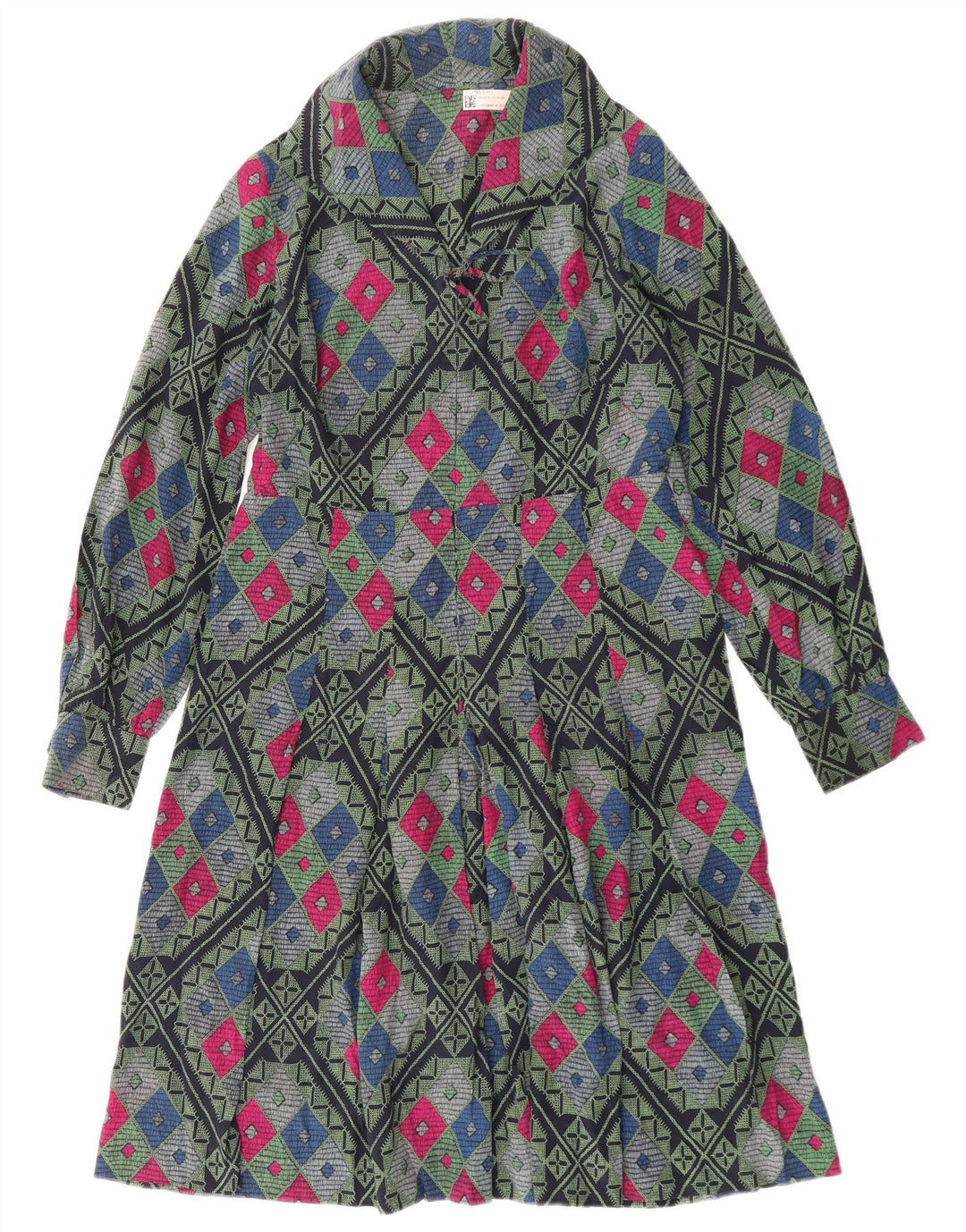 Sukienka damska w stylu vintage, UK 12, średnia, wielokolorowa, geometryczna