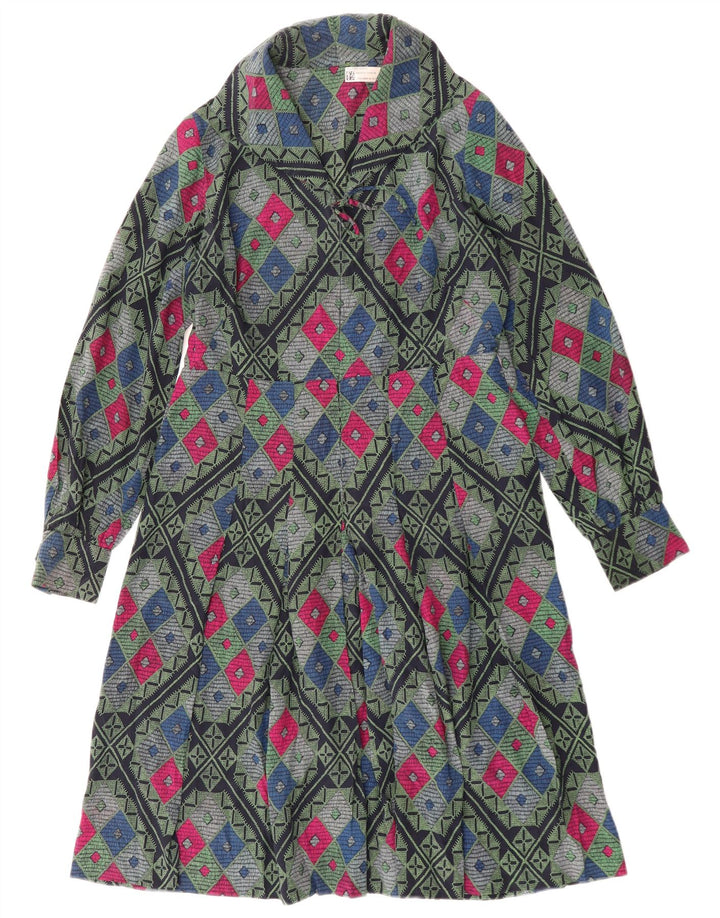 Sukienka damska w stylu vintage, UK 12, średnia, wielokolorowa, geometryczna