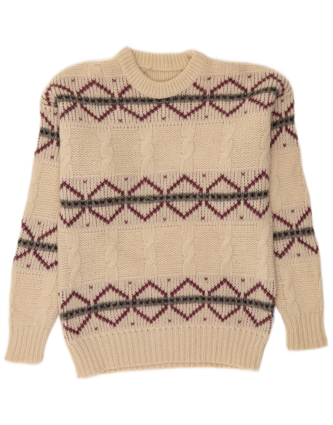 Męski sweter z okrągłym dekoltem Carrera, mały, w kolorze złamanej bieli Argyle/Diament