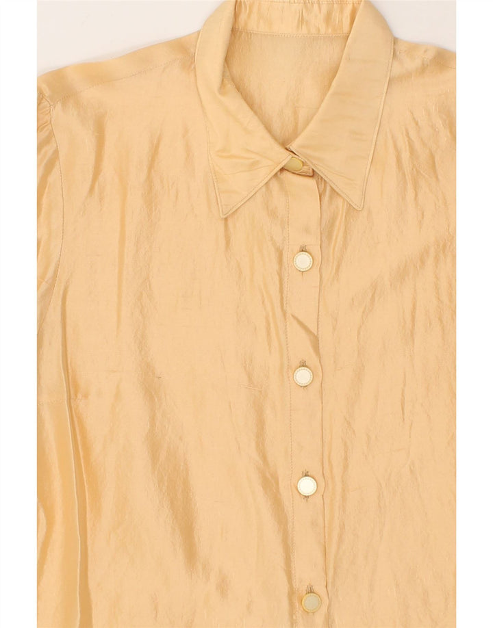 VINTAGE Womens Shirt Blouse UK 14 Medium Yellow Vintage Vintage and Second-Hand Vintage from Messina Hembry 
