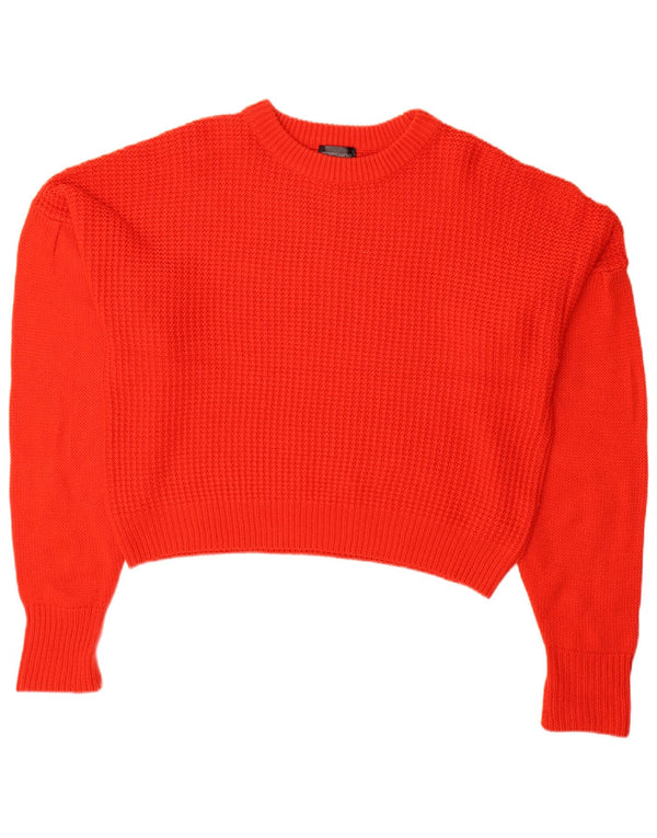 Topshop damski sweter oversize z okrągłym dekoltem UK 10 mały czerwony akryl