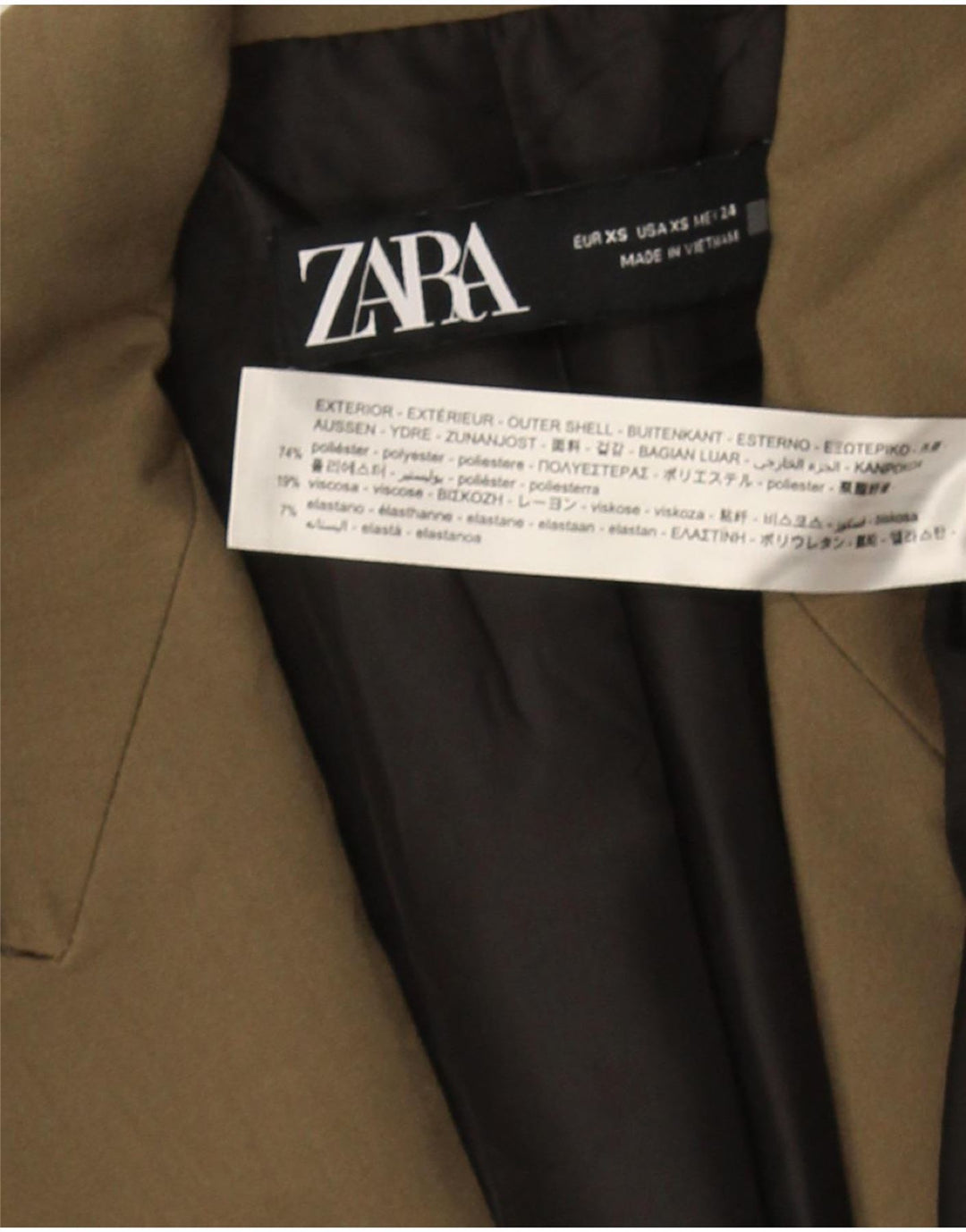 Męska marynarka z podwójnymi piersiami Zara UK 34 XS Khaki, poliester