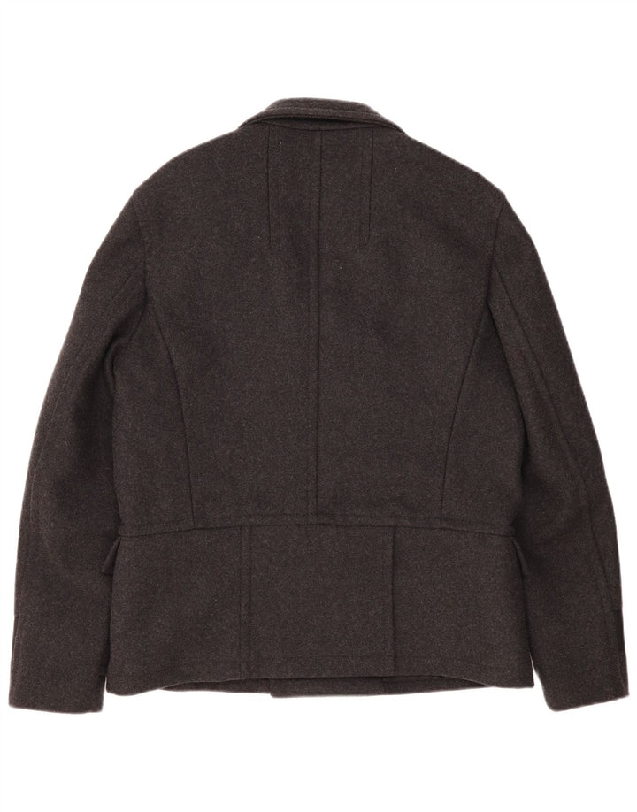 DKNY Męski płaszcz grochowy UK 40, duży, szary, wełniany