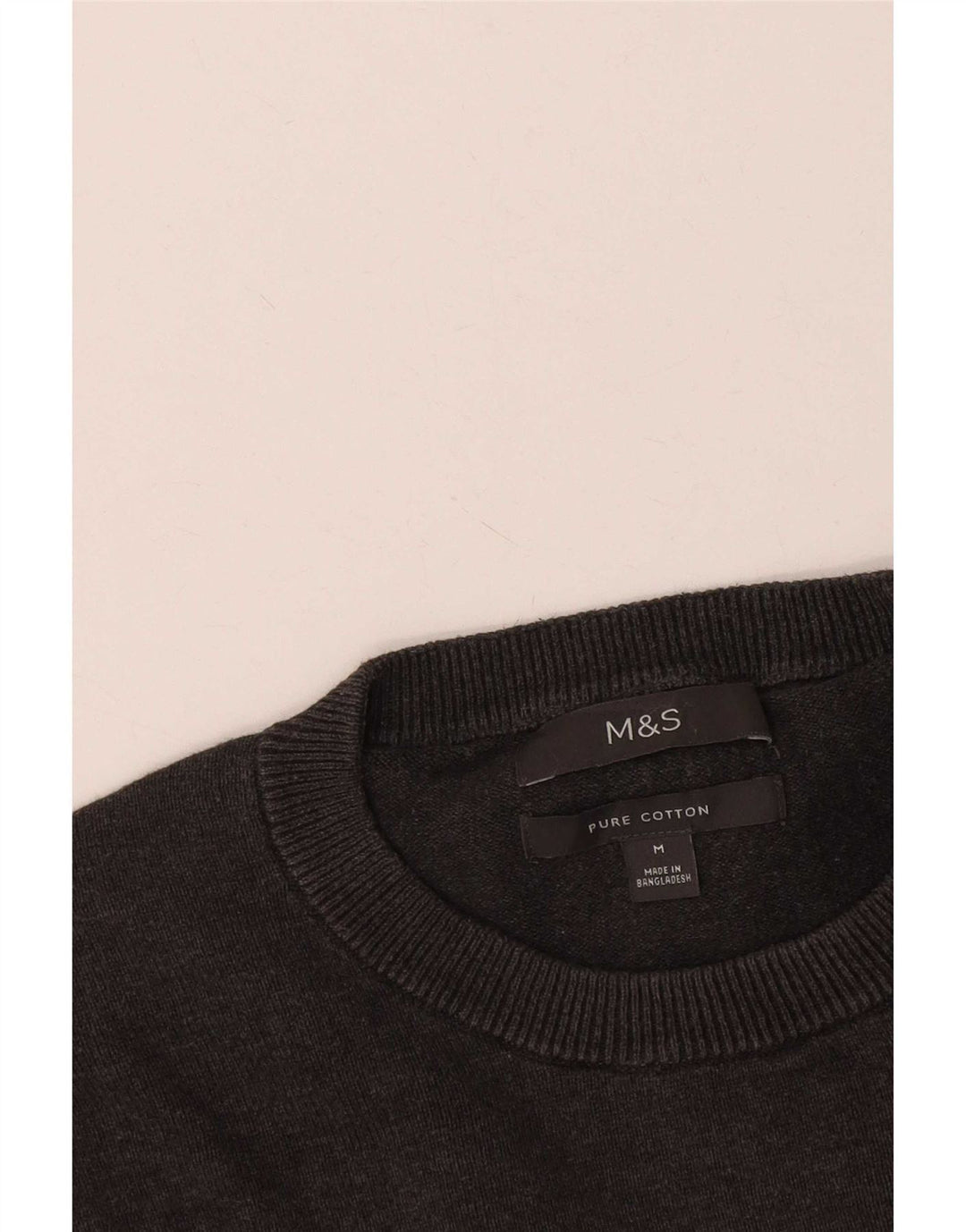 Marks & Spencer Męski sweter z okrągłym dekoltem, średnioszary, bawełniany