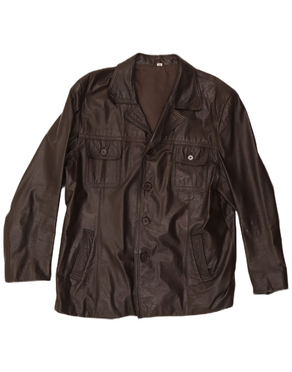 Męska kurtka skórzana VINTAGE UK 40 duża brązowa skóra