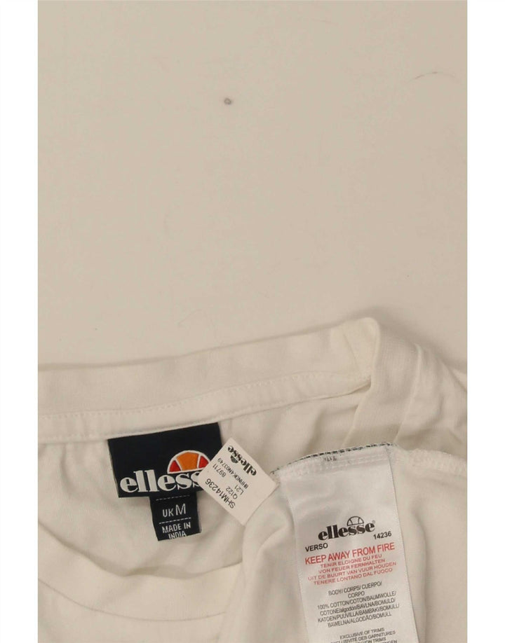 Męska koszulka z grafiką Ellesse Top, średnia biała bawełna