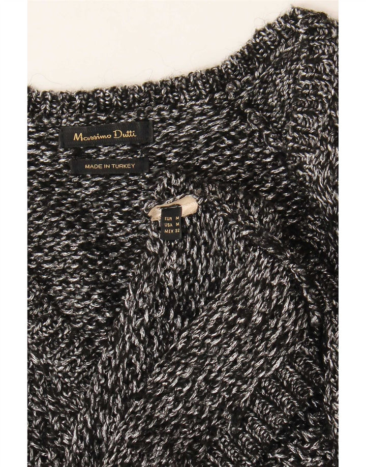 Sweter damski Massimo Dutti z dekoltem w kształcie litery V, UK 14, średni szary, nakrapiany