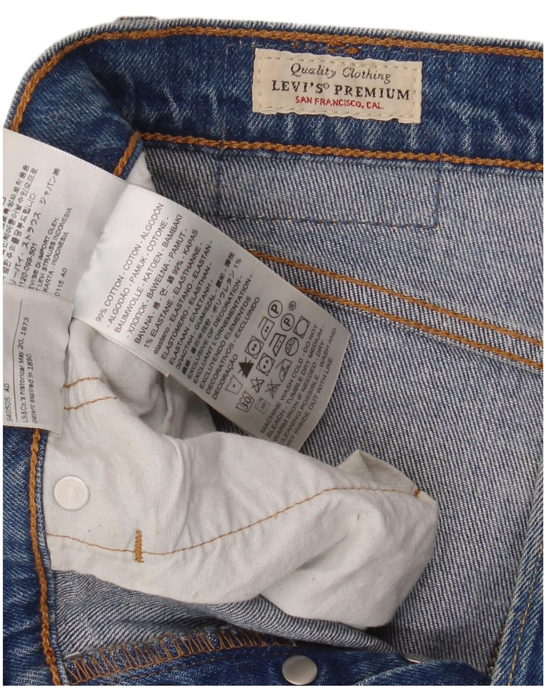 Męskie jeansy LEVI'S 501 Straight W27 L30 Niebieskie bawełniane