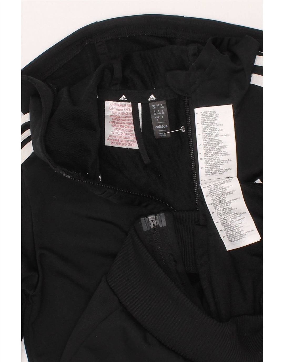 Chłopięcy sweter Adidas z zamkiem błyskawicznym, 6-7 lat, czarny poliester