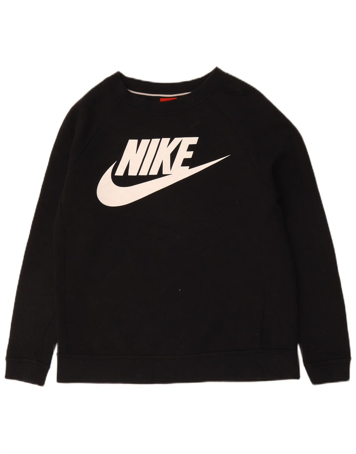 Damska bluza dresowa Nike z grafiką oversize, UK 10, mała, czarna, bawełniana