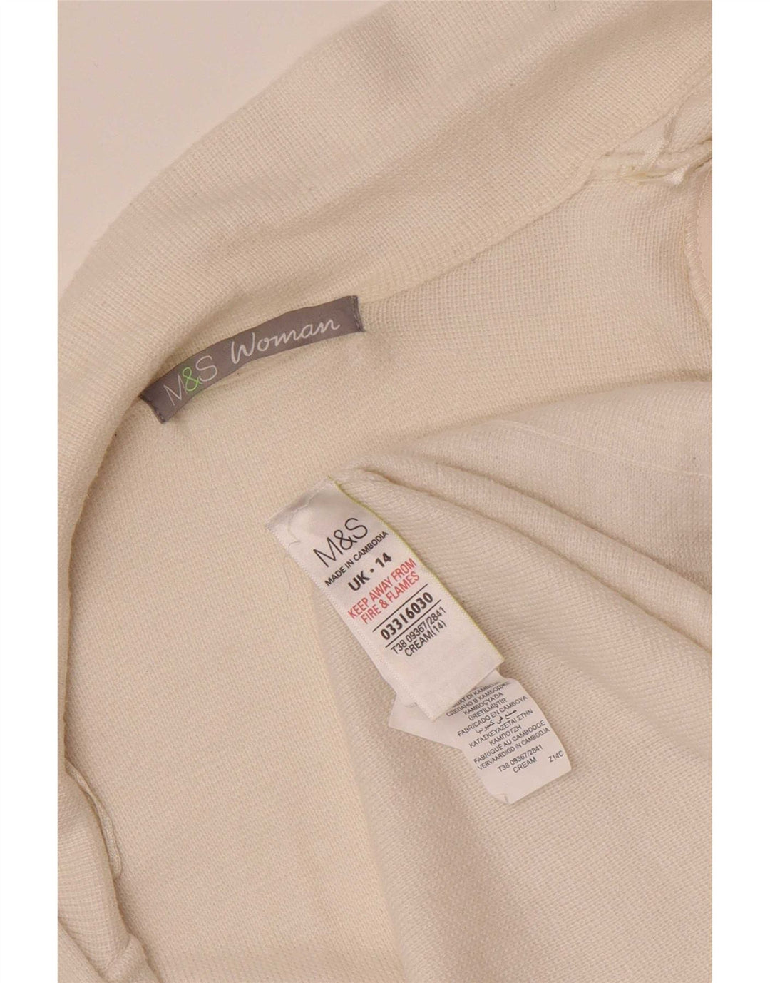 Marks & Spencer Damski sweter rozpinany UK 14, średni beż, poliamid