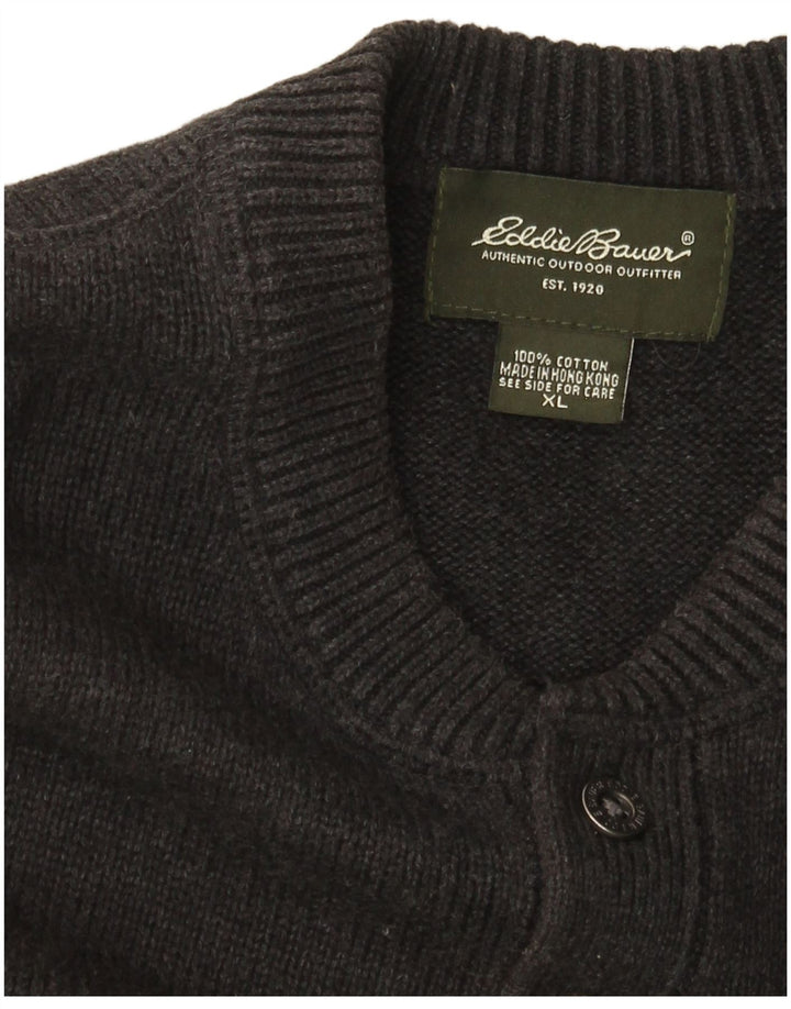 EDDIE BAUER Męski sweter z okrągłym dekoltem XL, szary, bawełniany