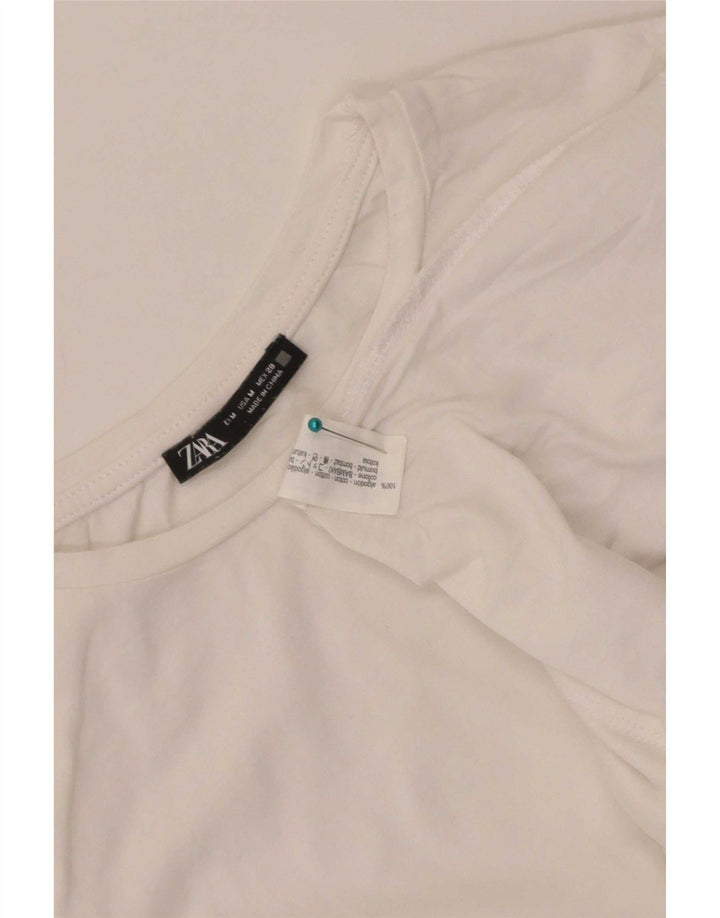 T-shirt damski Zara Top UK 12, bawełna w kolorze średniej bieli