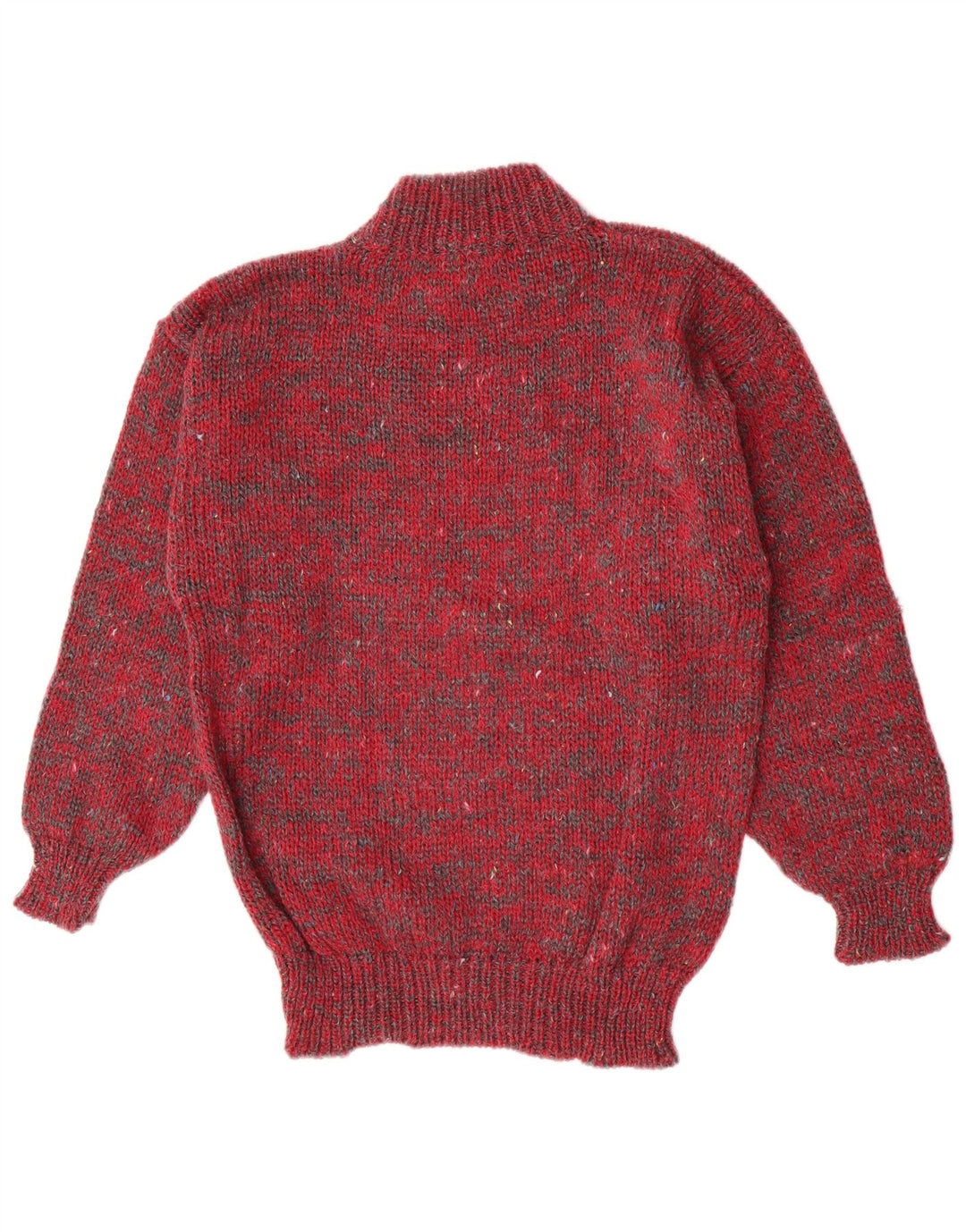 Męski sweter z golfem w stylu vintage, średnio czerwony, nakrapiany