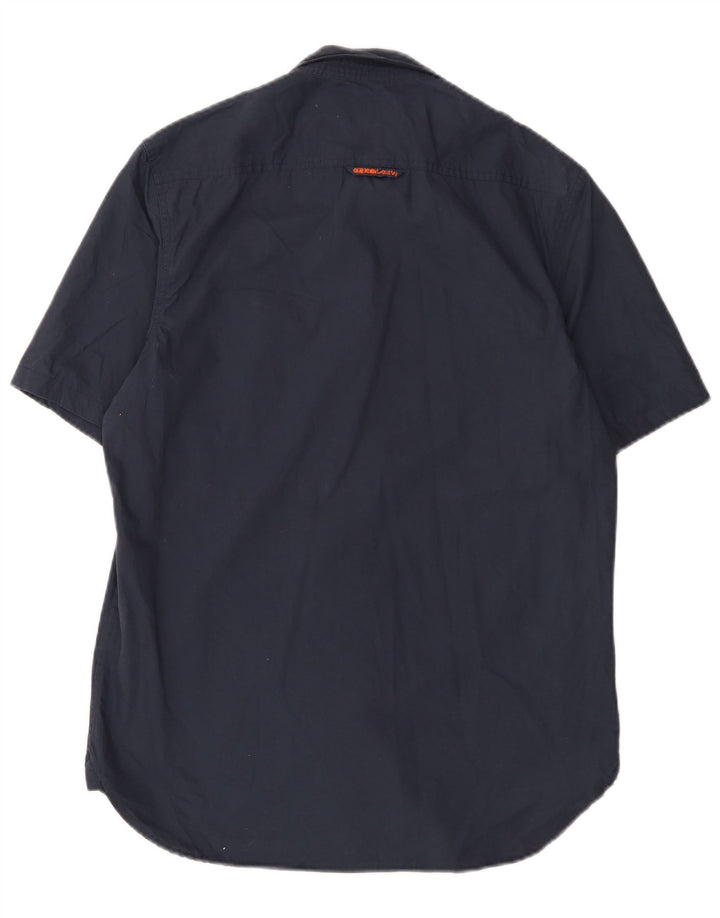 Męska koszula wojskowa Superdry z krótkim rękawem, duża, granatowa, bawełniana