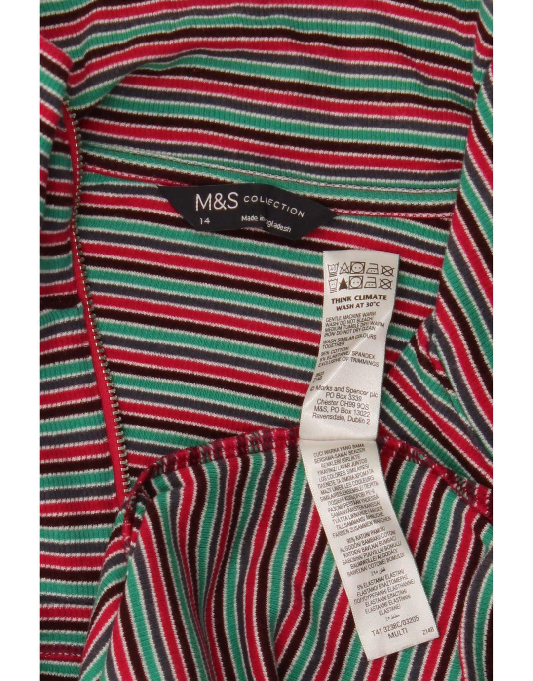 Marks & Spencer Damski top z długim rękawem, UK 14, średnie, wielokolorowe paski