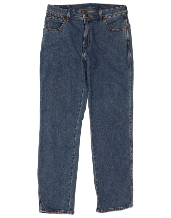 Wrangler Męskie proste dżinsy W33 L32 Niebieskie bawełniane