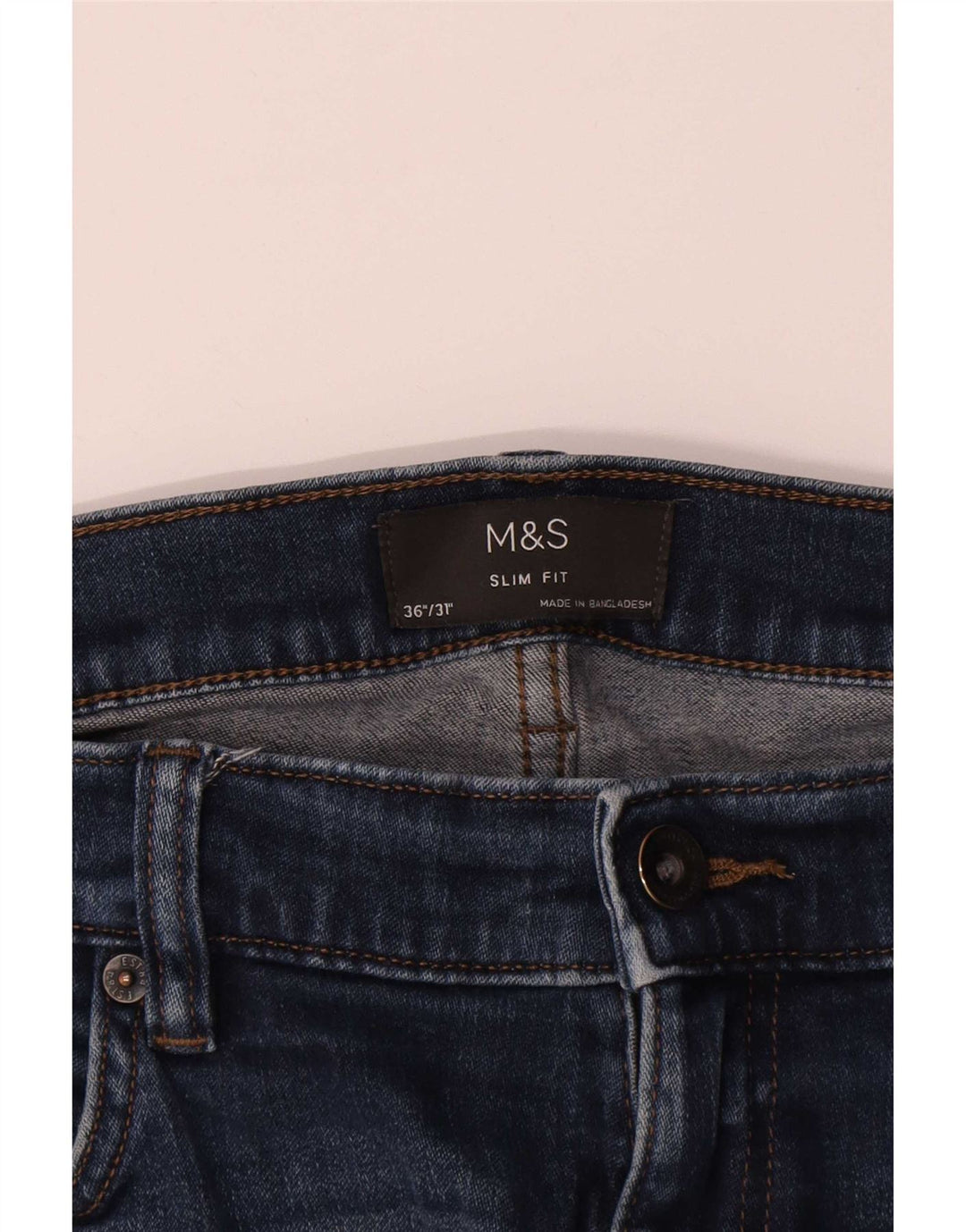 Marks & Spencer Męskie jeansy slim W36 L29 Niebieskie bawełniane