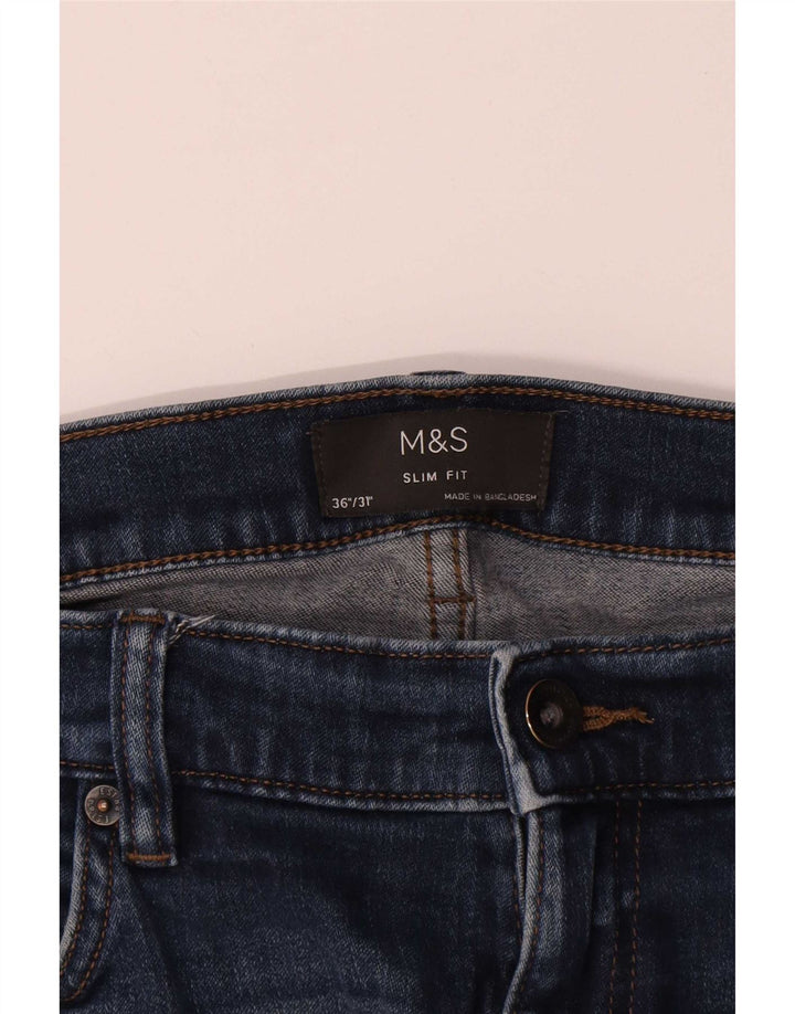 Marks & Spencer Męskie jeansy slim W36 L29 Niebieskie bawełniane