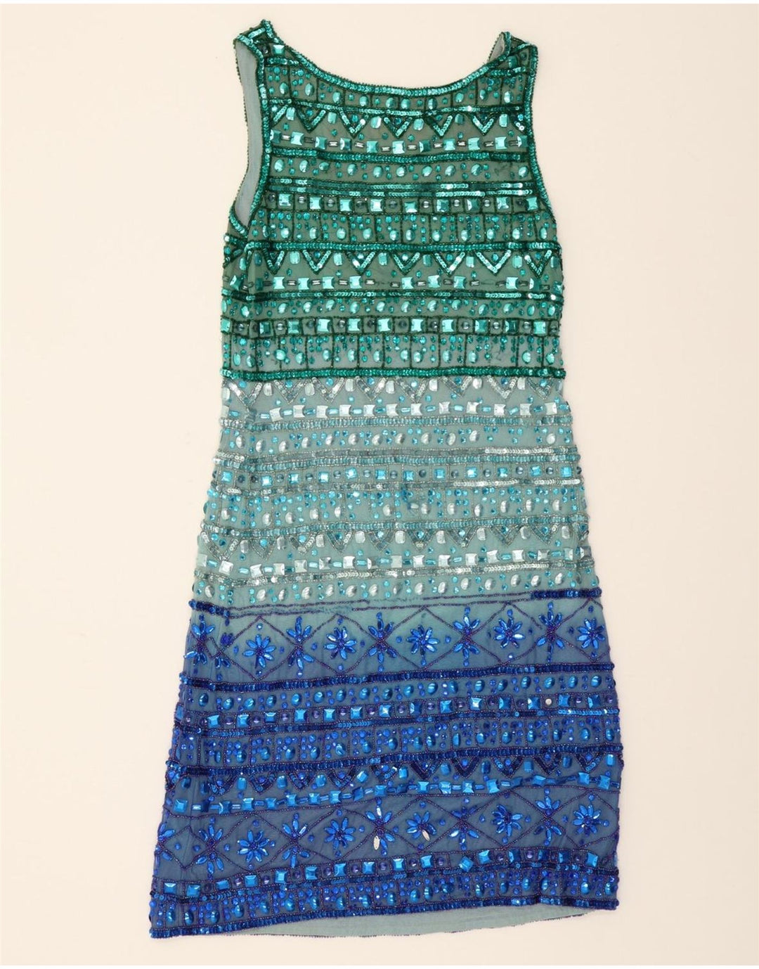 GUESS Womens Sleeveless A-Line Dress IT 42 Medium Green Colourblock Vintage Guess and Second-Hand Guess from Messina Hembry 