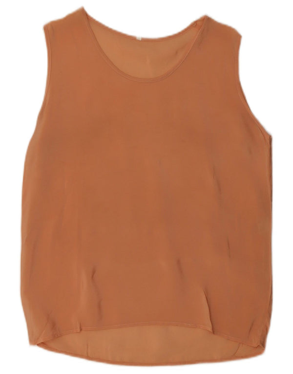 Top damski w stylu vintage, kamizelka UK 10, mały, różowy poliester