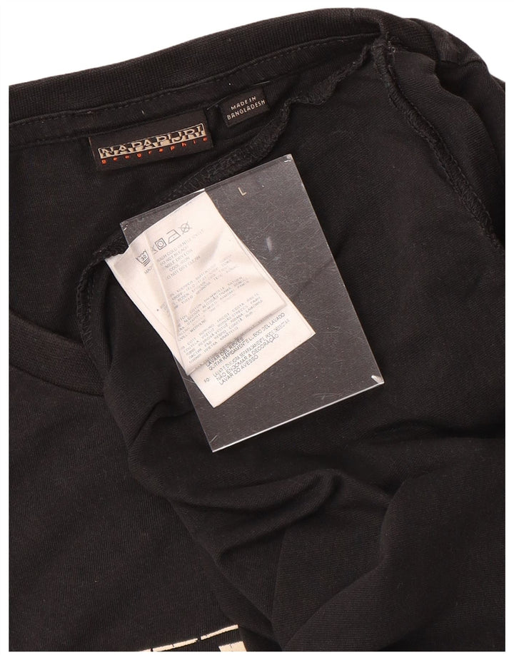 Męski T-shirt z grafiką geograficzną NAPAPIJRI, duży, czarny, bawełniany