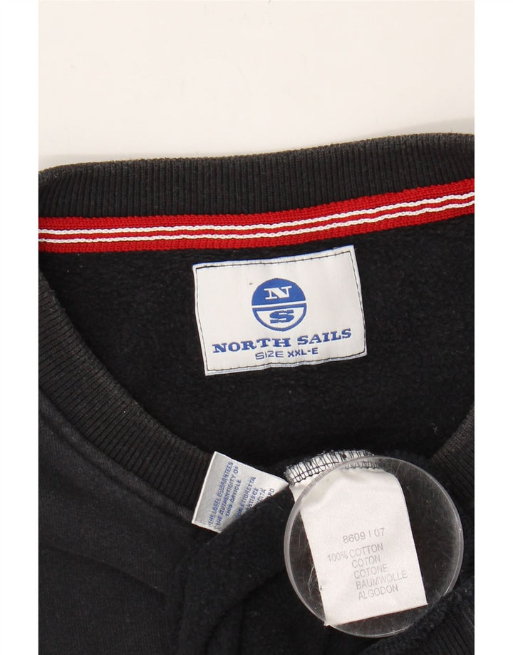 NORTH SAILS Mens Graphic Sweatshirt Jumper 2XL Black Cotton Vintage North Sails and Second-Hand North Sails from Messina Hembry 