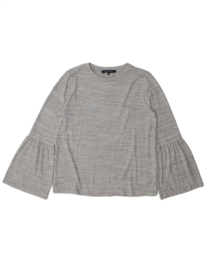 Top damski French Connection z długim rękawem UK 16, duży, szary, nakrapiany poliester