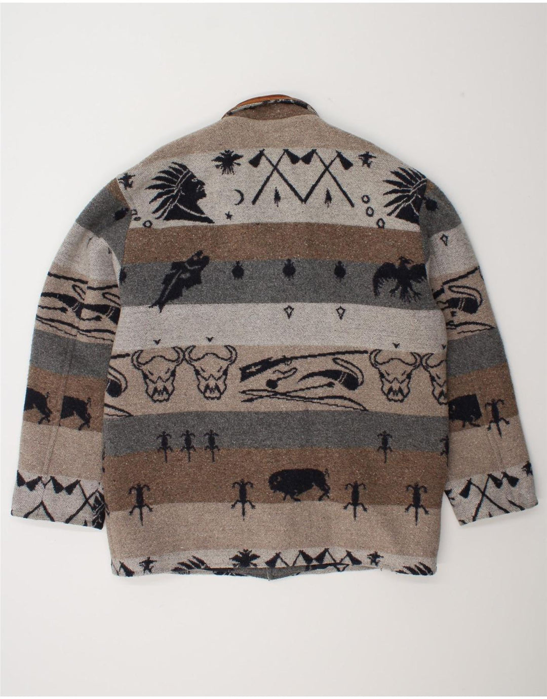 Vintage męski płaszcz wiatrówka w abstrakcyjny wzór UK 42 XL szary Fair Isle
