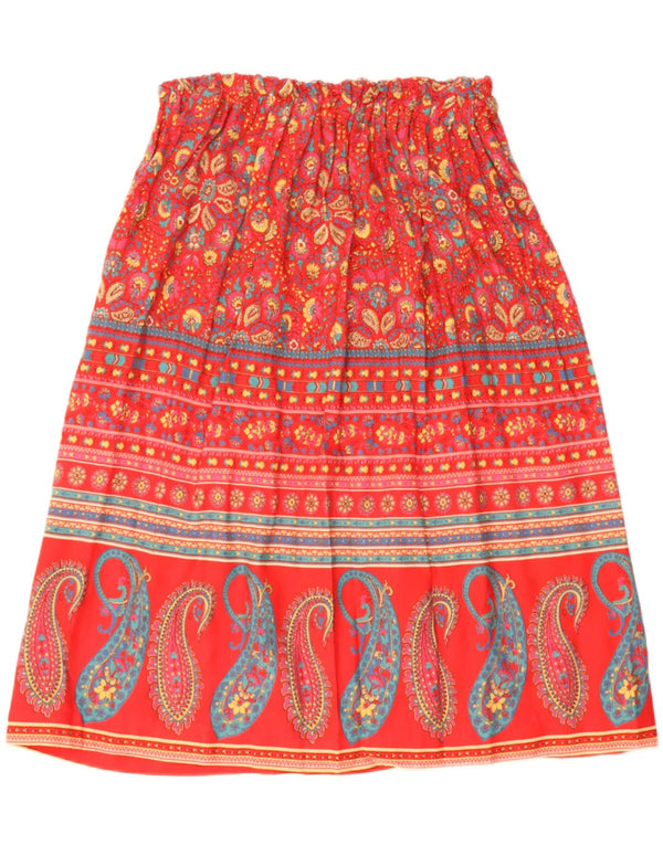Vintage damska spódnica midi W32 duża pomarańczowa paisley