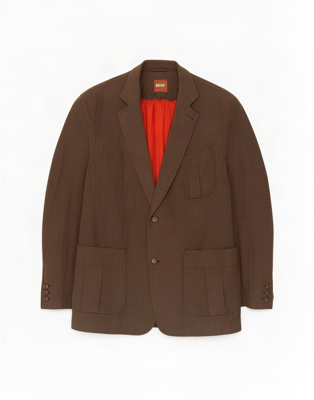 Męska marynarka zapinana na 2 guziki Hugo Boss EU 54 2XL Brązowa bawełna