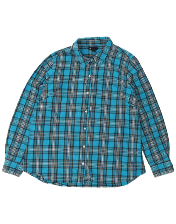 Damska koszula Gap Boyfriend Fit UK 16, duża, niebieska, bawełniana w kratkę