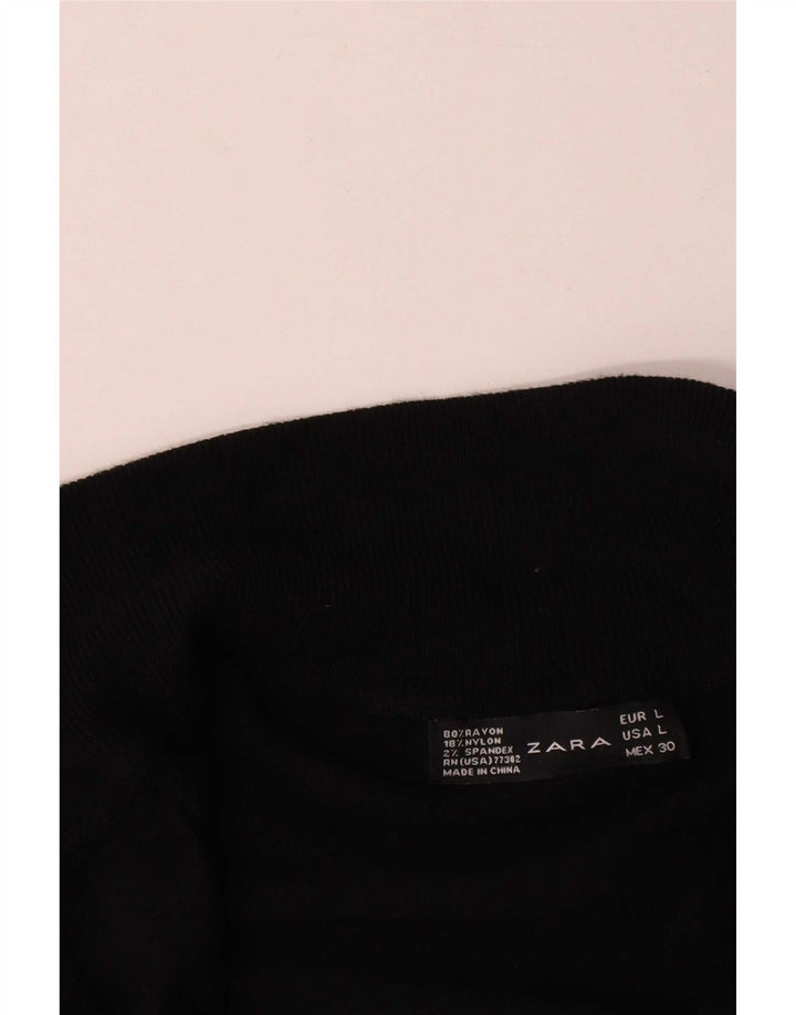 Sweter damski Zara Cardigan UK 14, duży czarny sztuczny jedwab