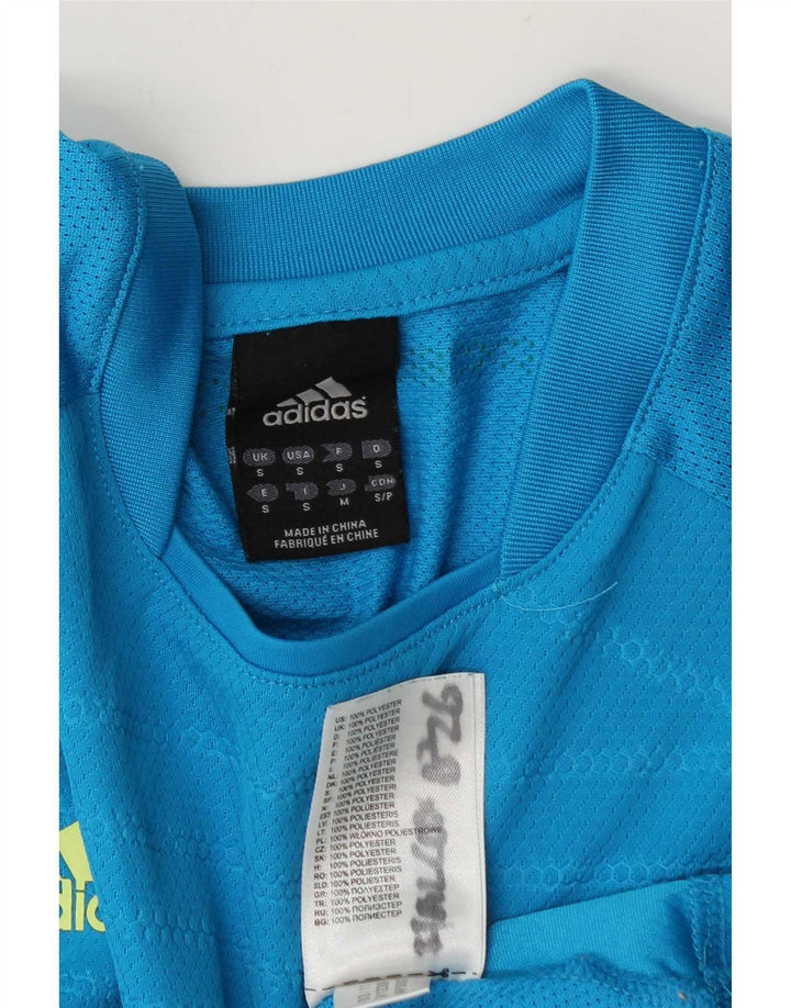 Adidas Męski T-shirt Top Mały Niebieski Poliester