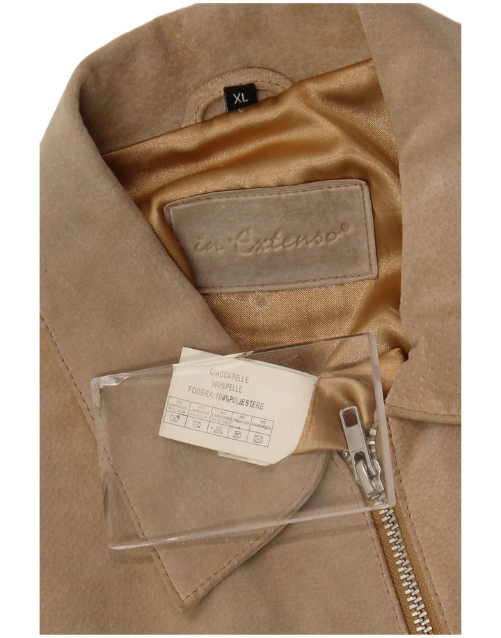 Kurtka damska In Extenso Crop Zamszowa UK 18 XL Beżowa skóra