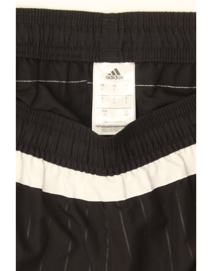 Męskie spodenki sportowe Adidas, duże, czarne, poliestrowe paski