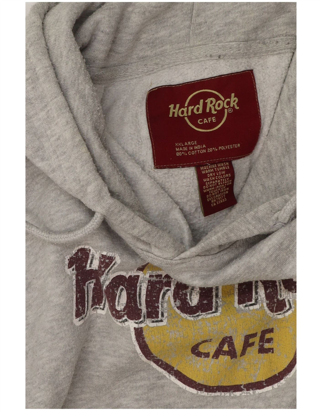 Męski sweter z kapturem Hard Rock Cafe Barcelona z grafiką 2XL Szary, nakrapiany bawełniany