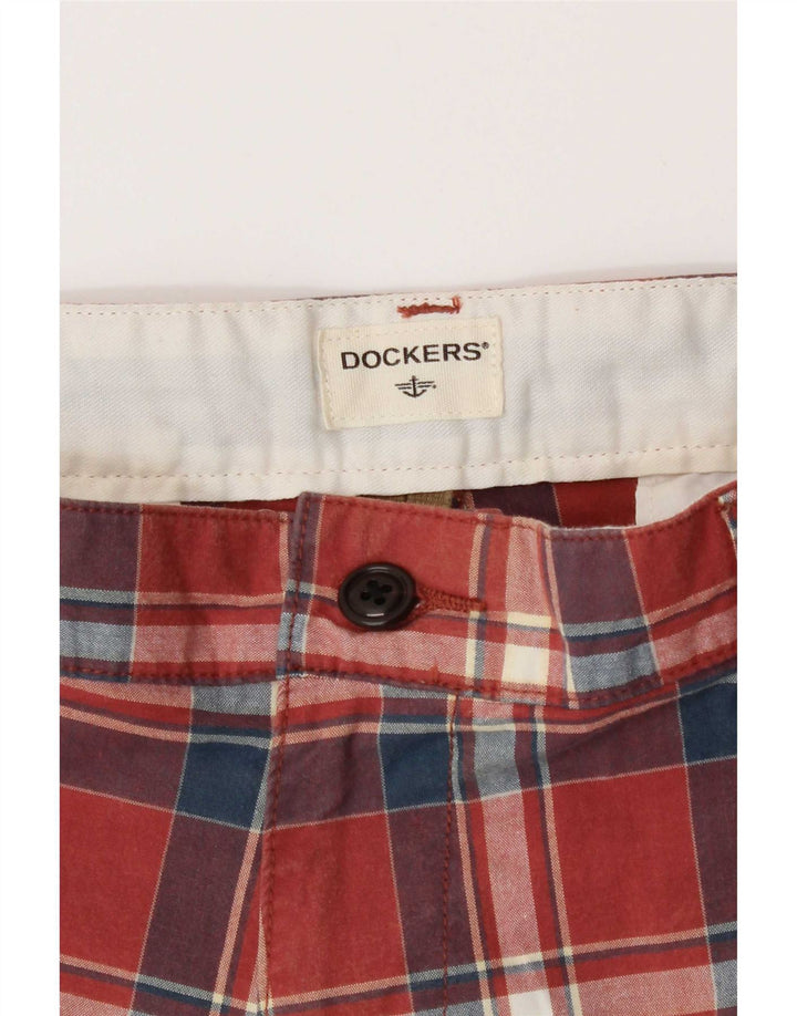 Męskie spodenki Chino Dockers W34, duże, bawełniane w czerwoną kratę