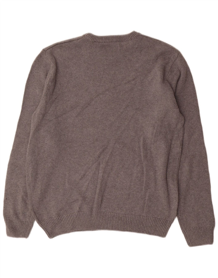Męski sweter z okrągłym dekoltem CHAPS, duży, szary, bawełniany