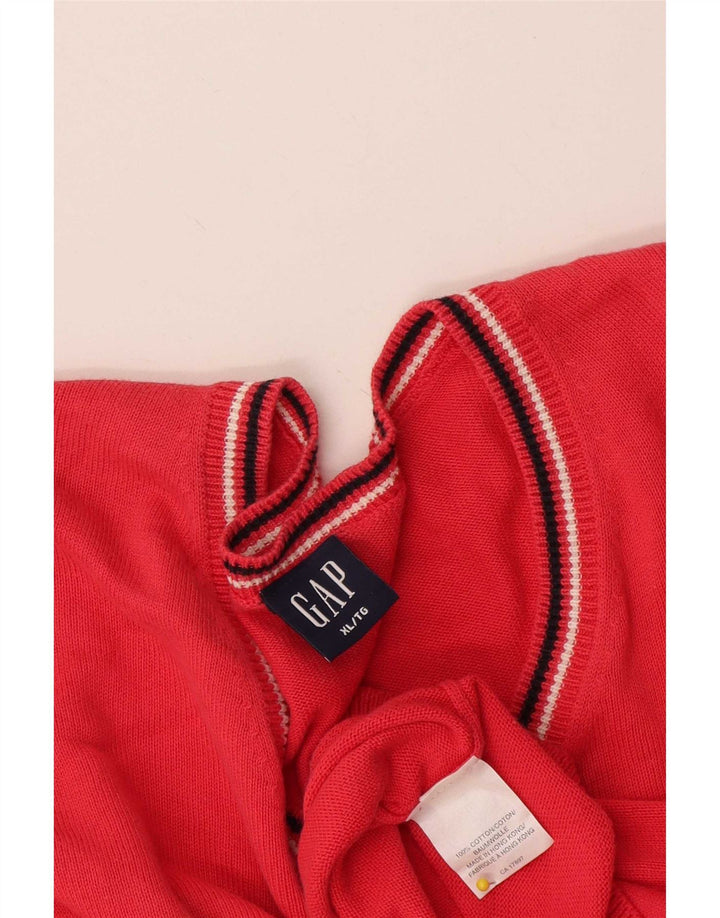 Męski sweter Gap z dekoltem w kształcie litery V, XL, czerwony, bawełniany