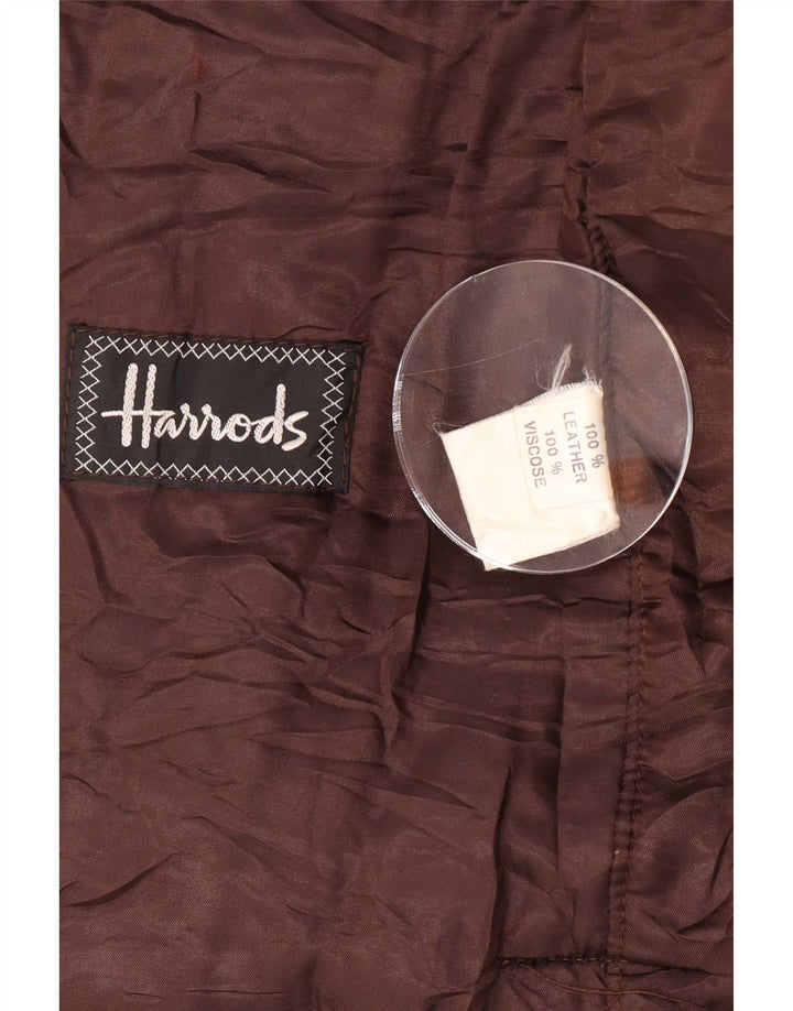 Harrods Damski płaszcz skórzany EU 40 Średni brąz