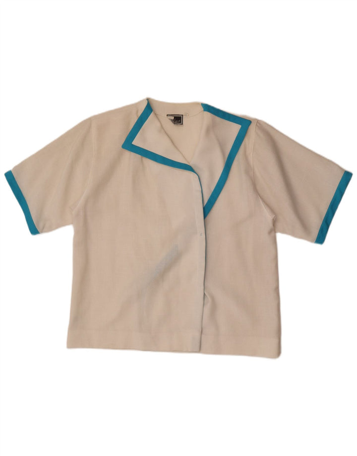 Luisa Spagnoli Damski sweter rozpinany IT 46 Duży biały poliester w blokach kolorów