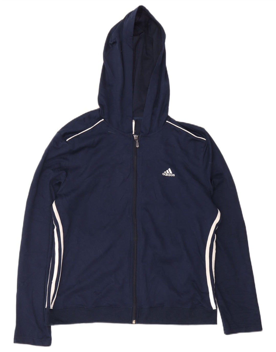 Damska kurtka dresowa z kapturem Adidas UK 18 XL granatowa, poliestrowa