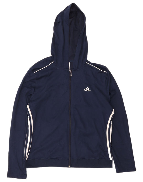 Damska kurtka dresowa z kapturem Adidas UK 18 XL granatowa, poliestrowa
