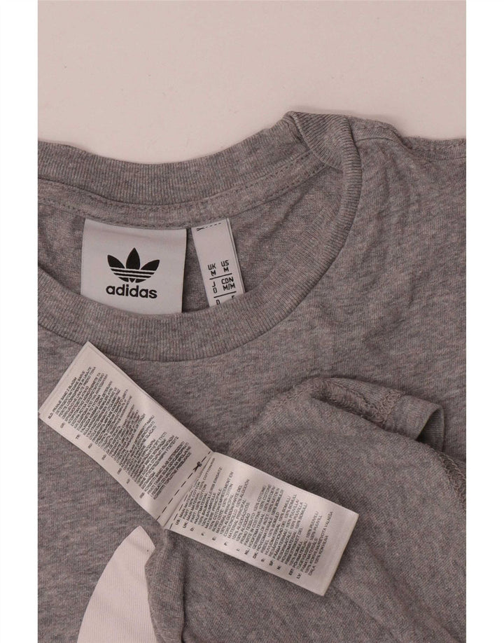 Męska koszulka z grafiką Adidas, średnia, szara bawełna