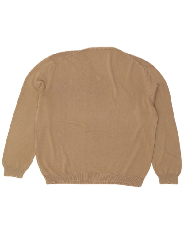 Męski sweter z dekoltem w kształcie litery V, 2XL, beżowa bawełna, Marina Yachting