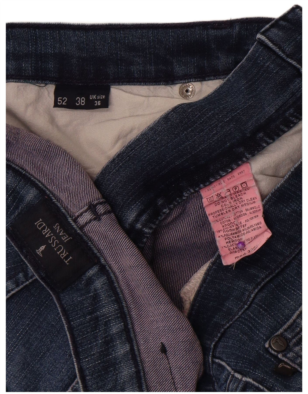 Męskie proste dżinsy Trussardi W36 L32 Niebieskie bawełniane