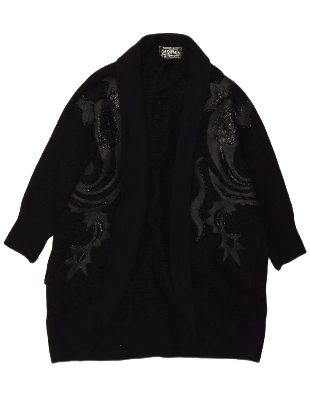 Damski sweter rozpinany Casamia o długim kroju, jeden rozmiar, czarny Paisley